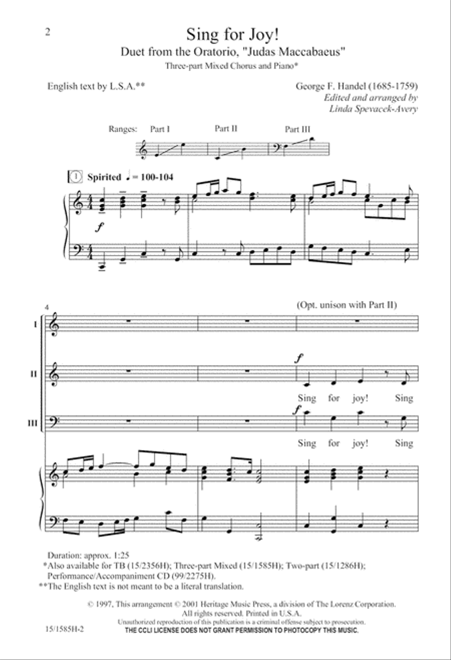 Sing for Joy! 3-Part scores gallery preview page 2