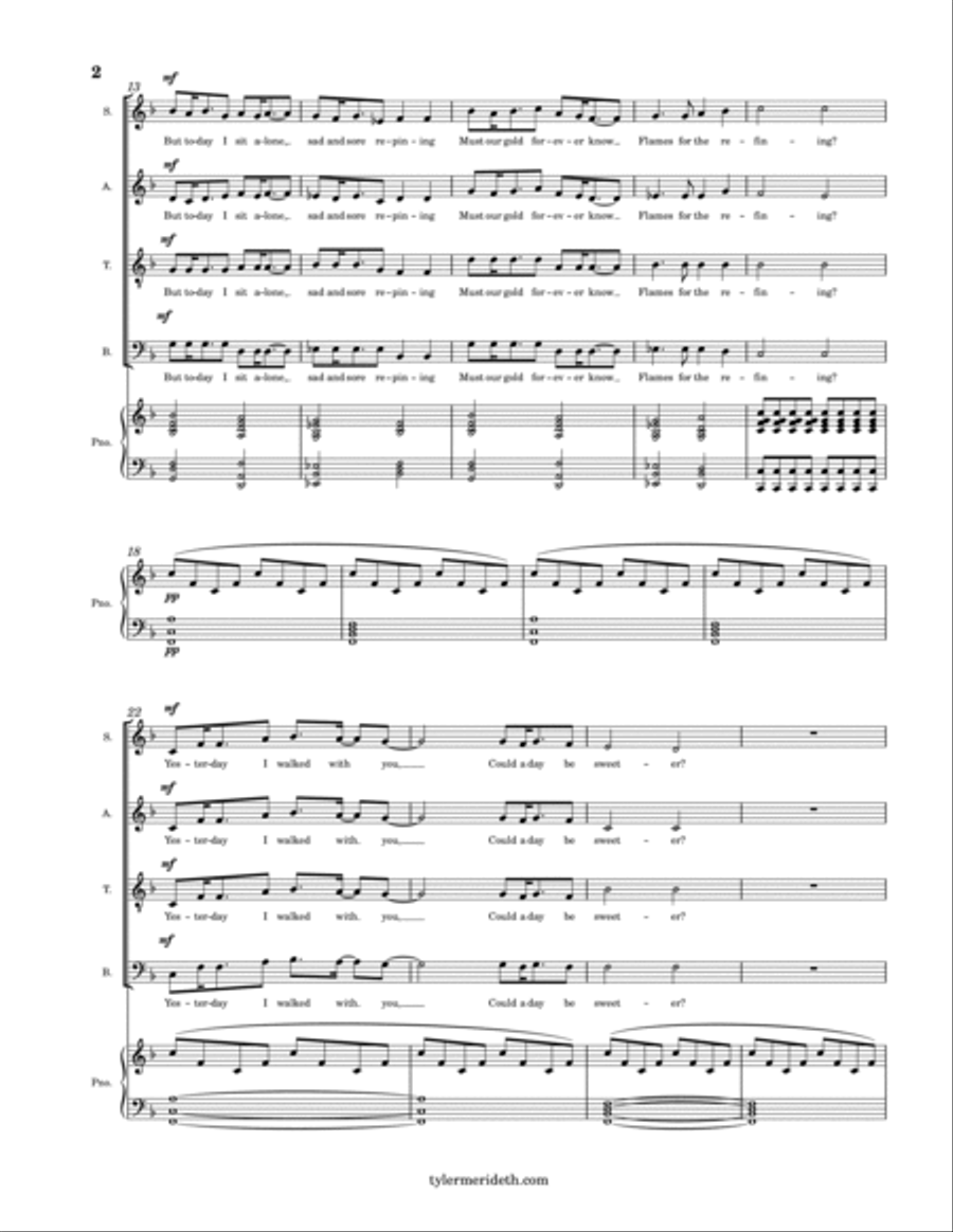 Yesterday and To-morrow for SATB Choir and PIano 4-Part scores gallery preview page 2