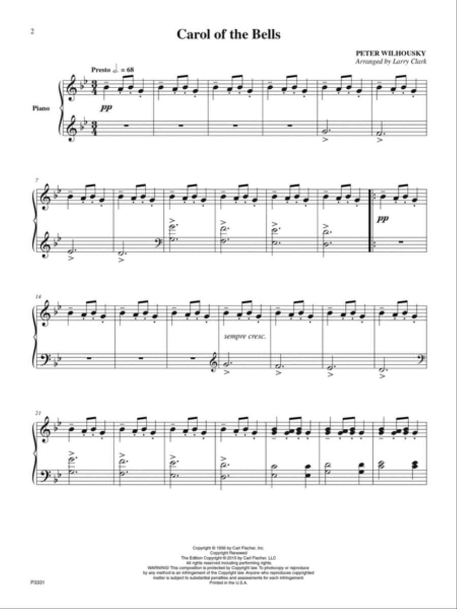 Carol of the Bells Carol of the Bells Piano Solo scores gallery preview page 2
