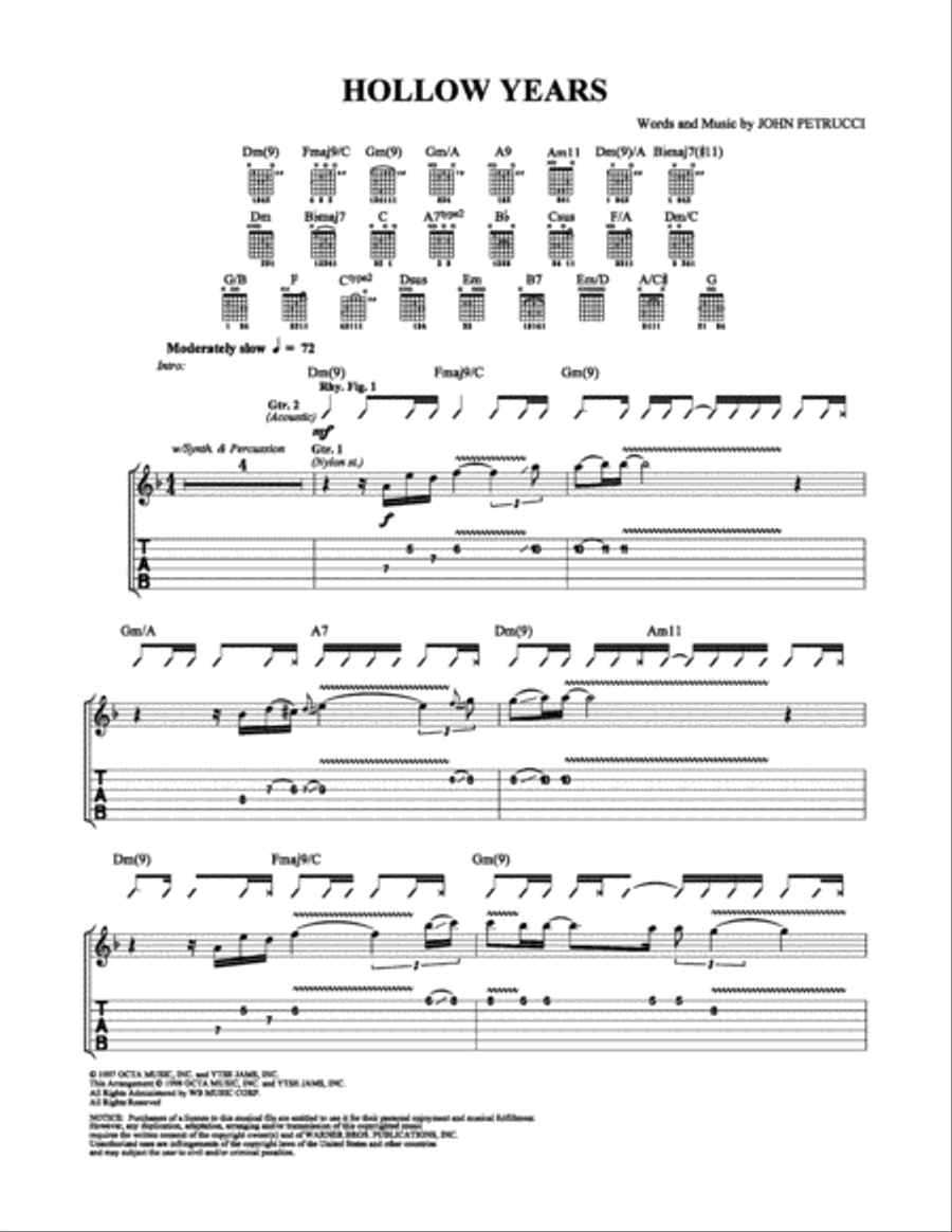 Hollow Years Hollow Years Electric Guitar scores gallery preview page 1