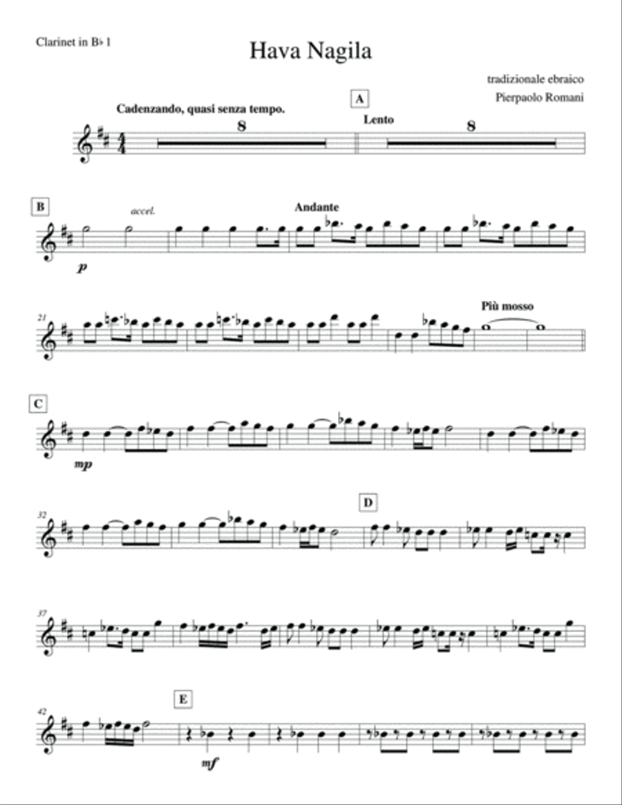 Hava Nagila for Clarinet Quartet image number null