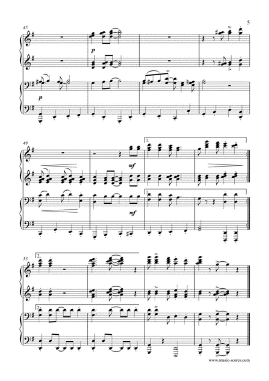 Jingle Bell Sleigh Ride - Piano Duet Piano Duet scores gallery preview page 5