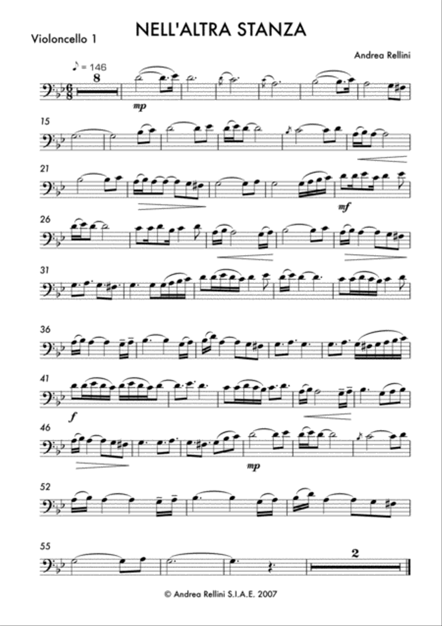Nell'altra stanza (Cello Quartet) String Quartet scores gallery preview page 6