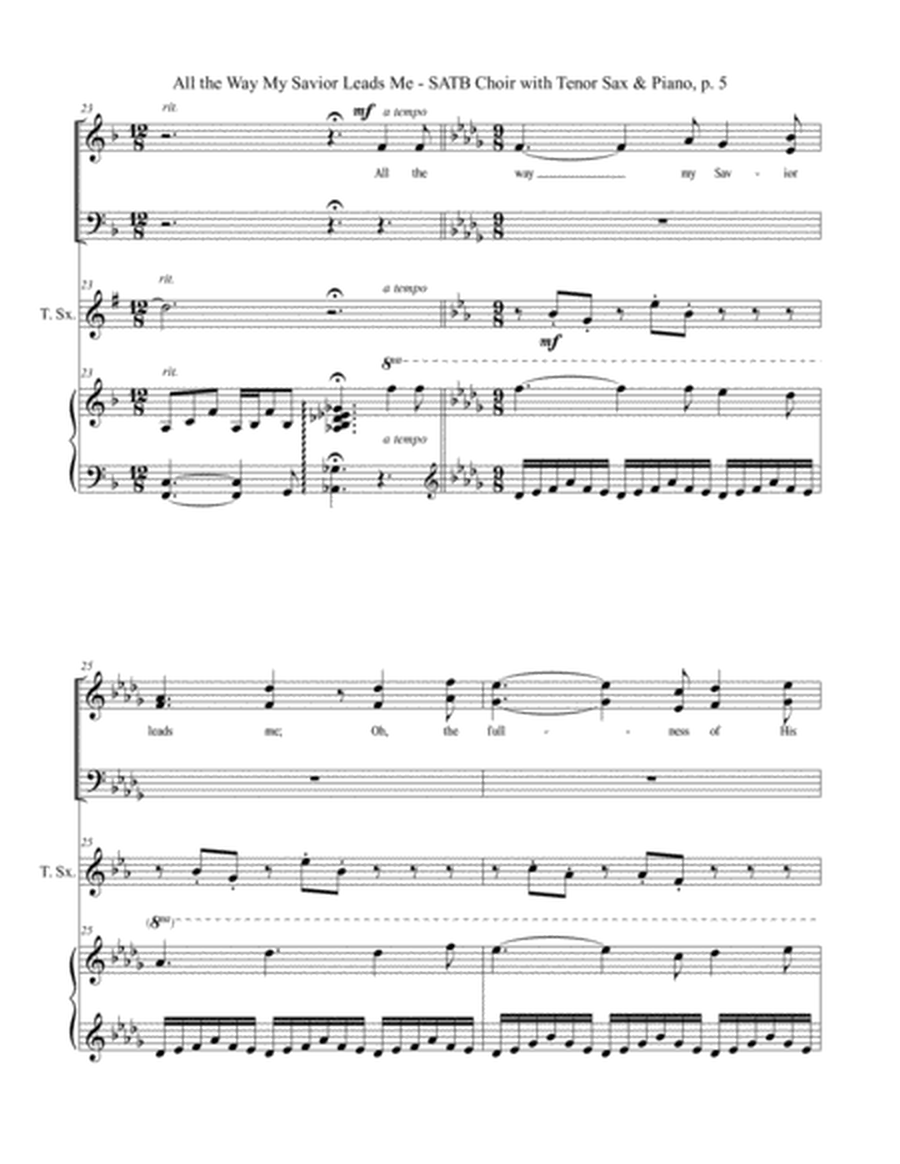 ALL THE WAY MY SAVIOR LEADS ME (SATB Choir with Tenor Sax & Piano - Octavo plus Sax & Choir Part inc image number null
