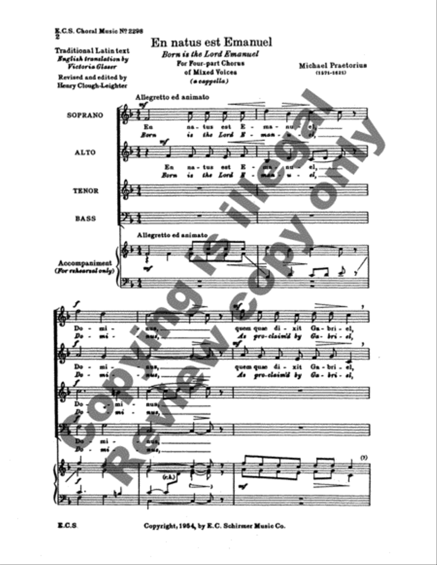 En natus est Emanuel (Born Is the Lord Emanuel) 4-Part scores gallery preview page 6