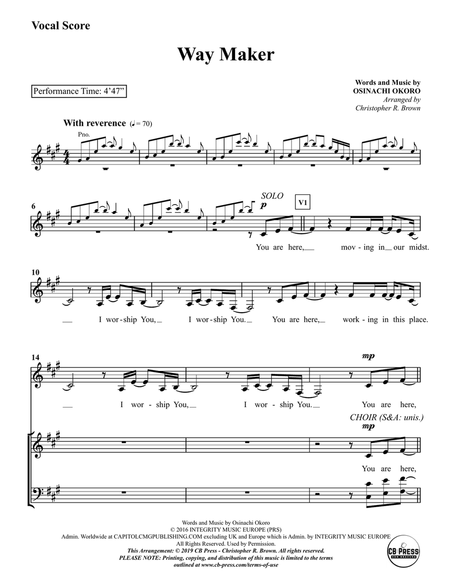 Way Maker 4-Part scores gallery preview page 1