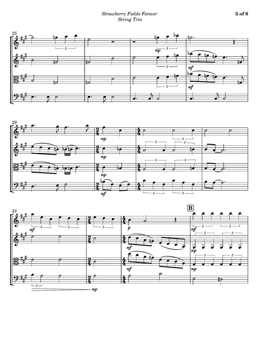 Strawberry Fields Forever String Trio scores gallery preview page 3