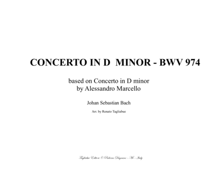 CONCERTO IN D MINOR - BWV 974 based on Concerto in D minor by Alessandro Marcello - Allegro, Andant image number null