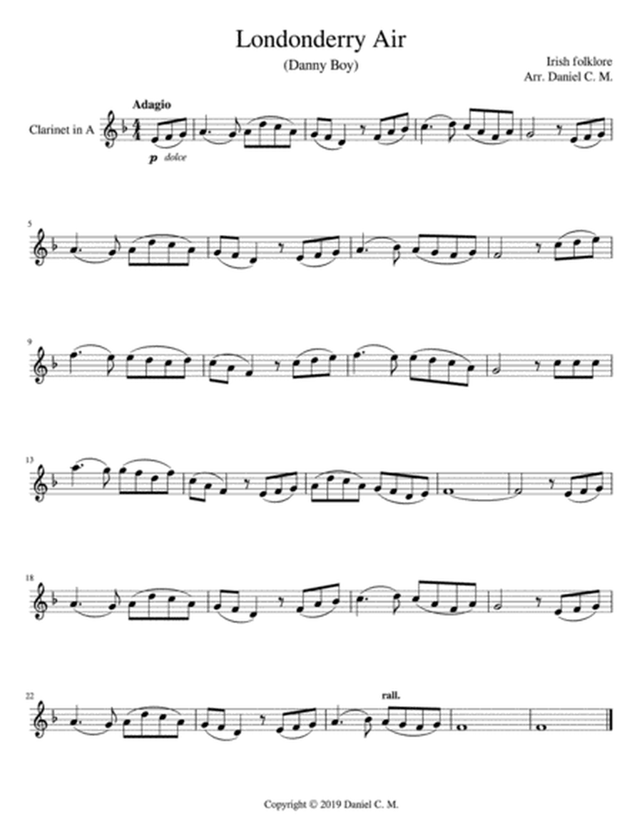 Danny Boy for A clarinet and piano image number null
