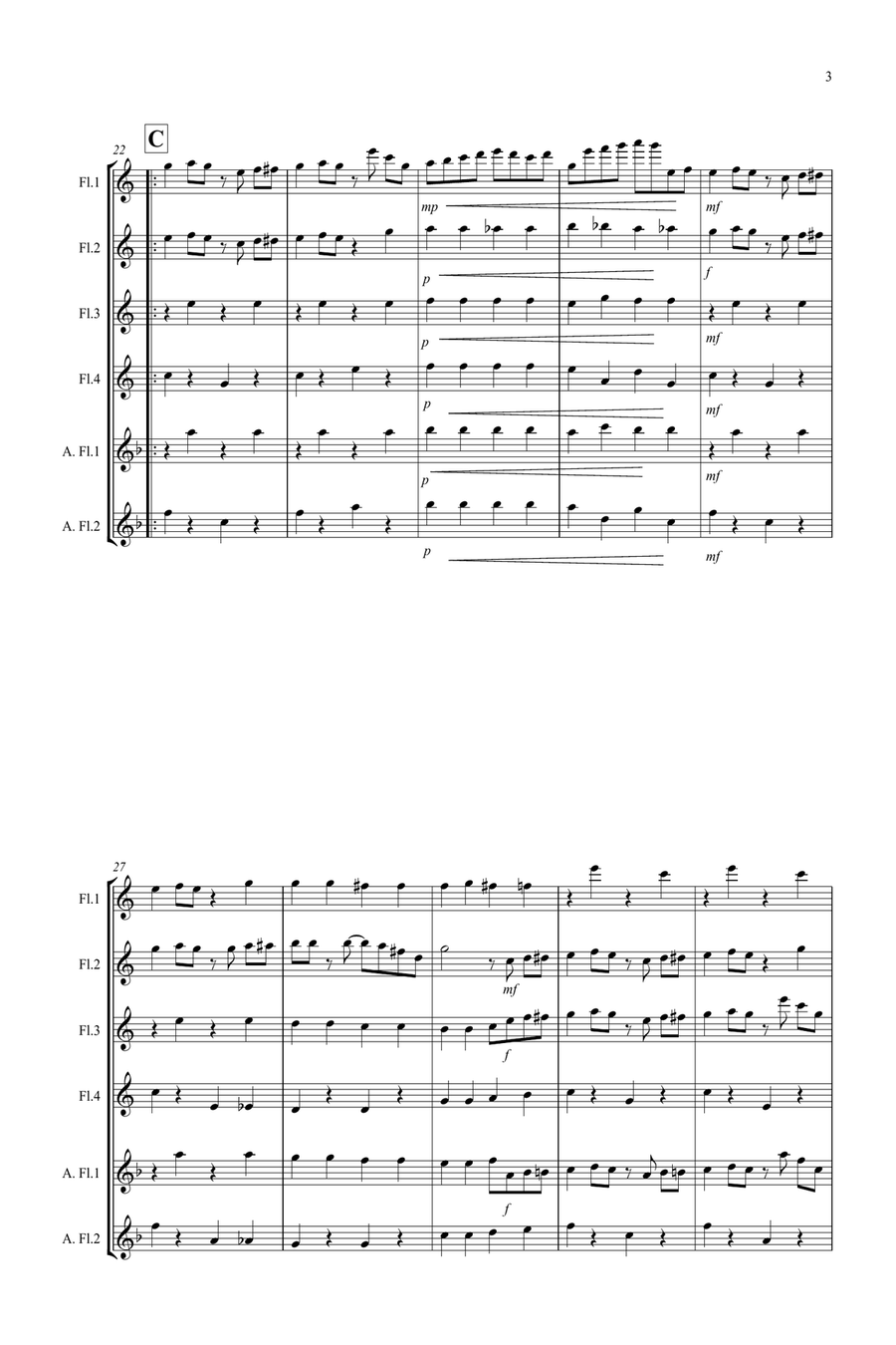 The Entertainer for Flute Quartet Flute Quartet scores gallery preview page 3