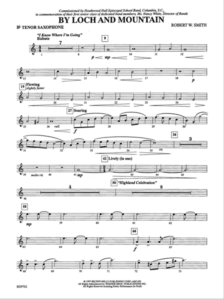 By Loch and Mountain: B-flat Tenor Saxophone Concert Band scores gallery preview page 1