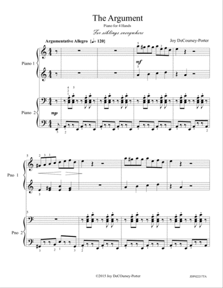 The Argument - 4 hands duet for 1 Piano 1 Piano, 4-Hands scores gallery preview page 2