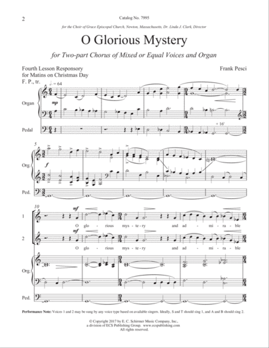 Windows of Grace: 1. O Glorious Mystery 2-Part scores gallery preview page 2