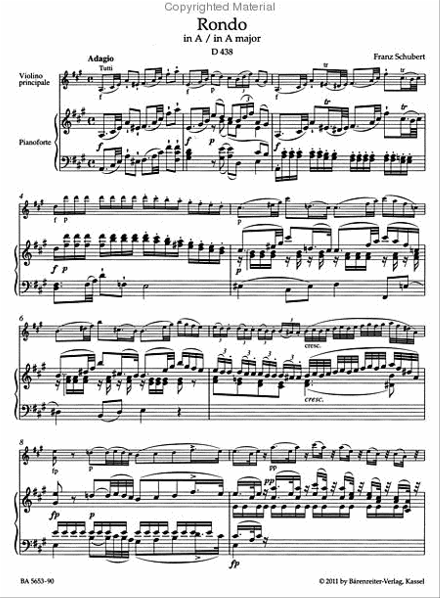 Rondo for Violin and Strings in A major D 438 Violin Solo scores gallery preview page 2
