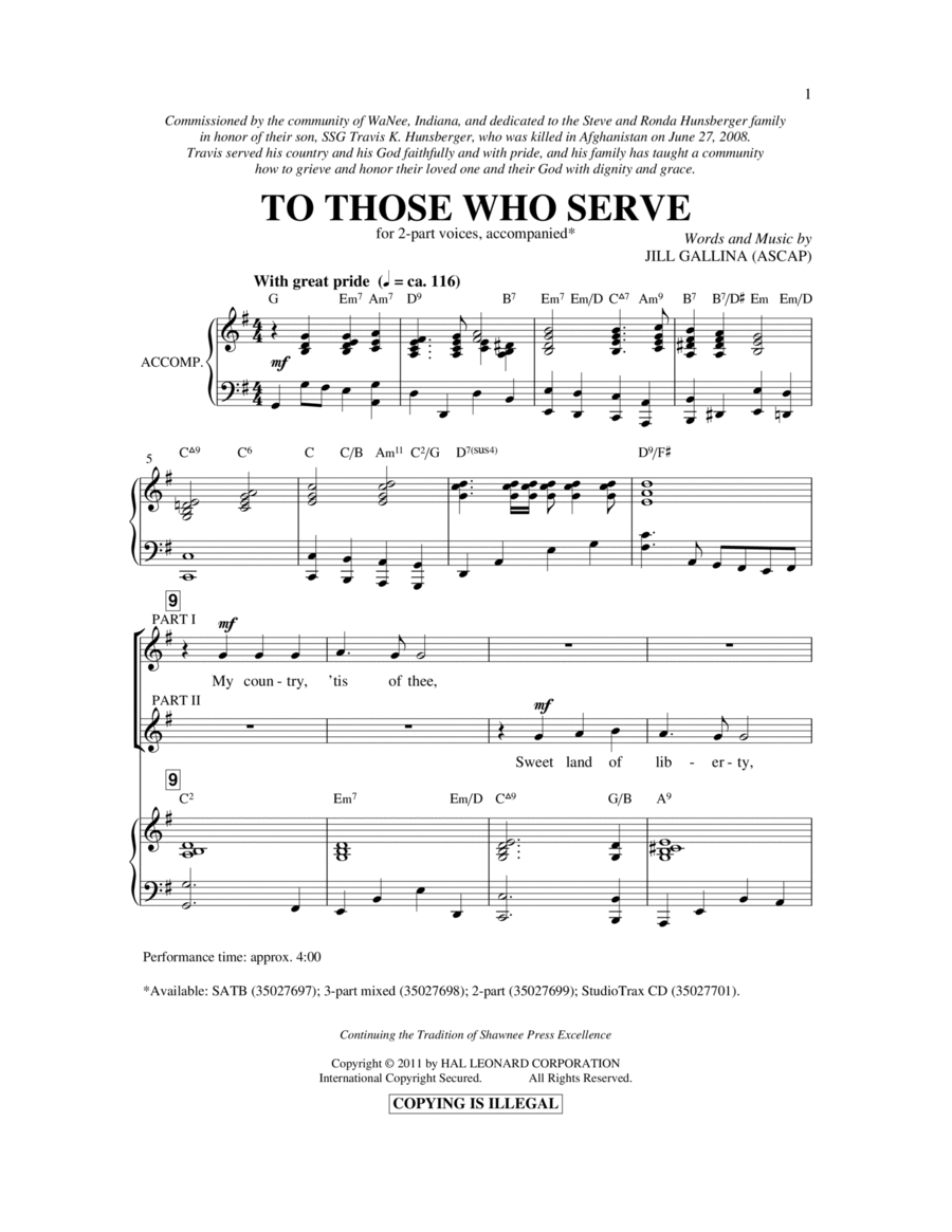 To Those Who Serve 2-Part scores gallery preview page 1