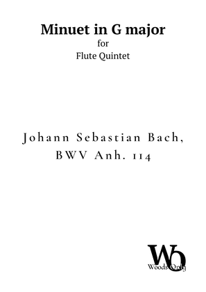 Book cover for Minuet in G major by Bach for Flute Quintet