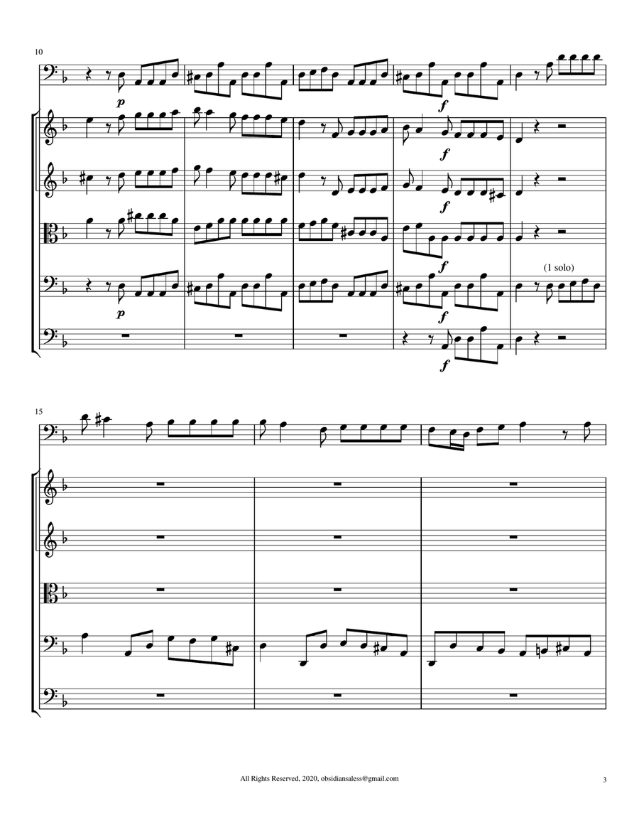 A. Vivaldi: Cello Concerto in D Minor, RV406 String Quartet scores gallery preview page 5