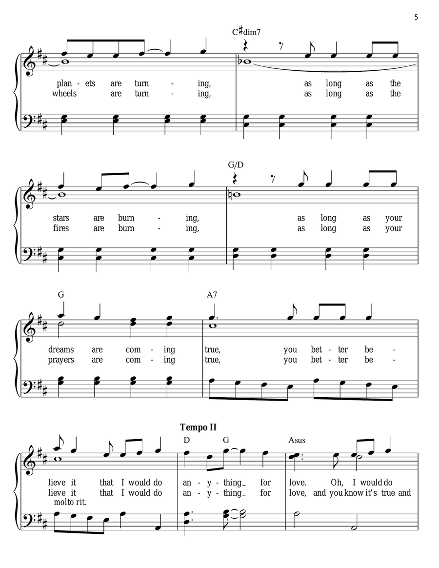 I'd Do Anything For Love (But I Won't Do That) Easy Piano scores gallery preview page 5