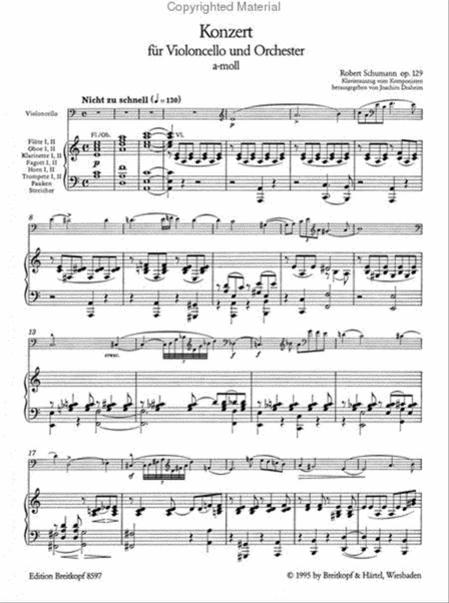 Violoncello Concerto in A minor Op. 129 Piano Accompaniment scores gallery preview page 2