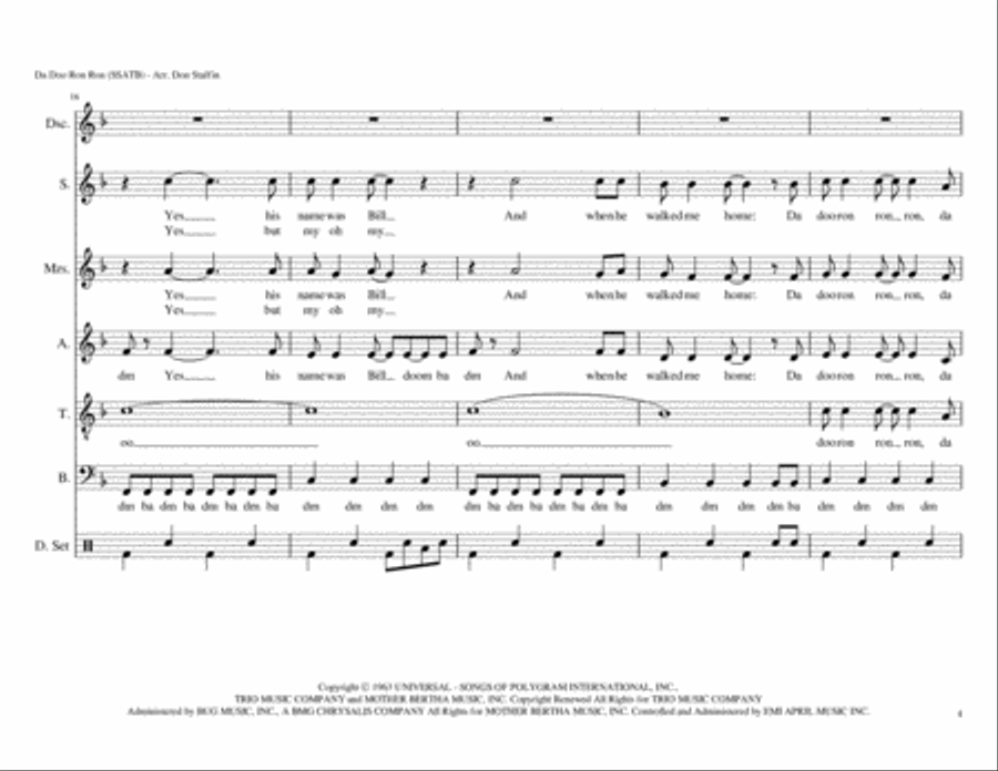 Da Doo Ron Ron (when He Walked Me Home) 4-Part scores gallery preview page 4
