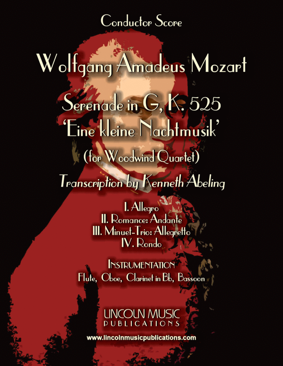 Mozart - Serenade in G, 'Eine kleine Nachtmusik' (for Woodwind Quartet) Woodwind Quartet scores gallery preview page 1