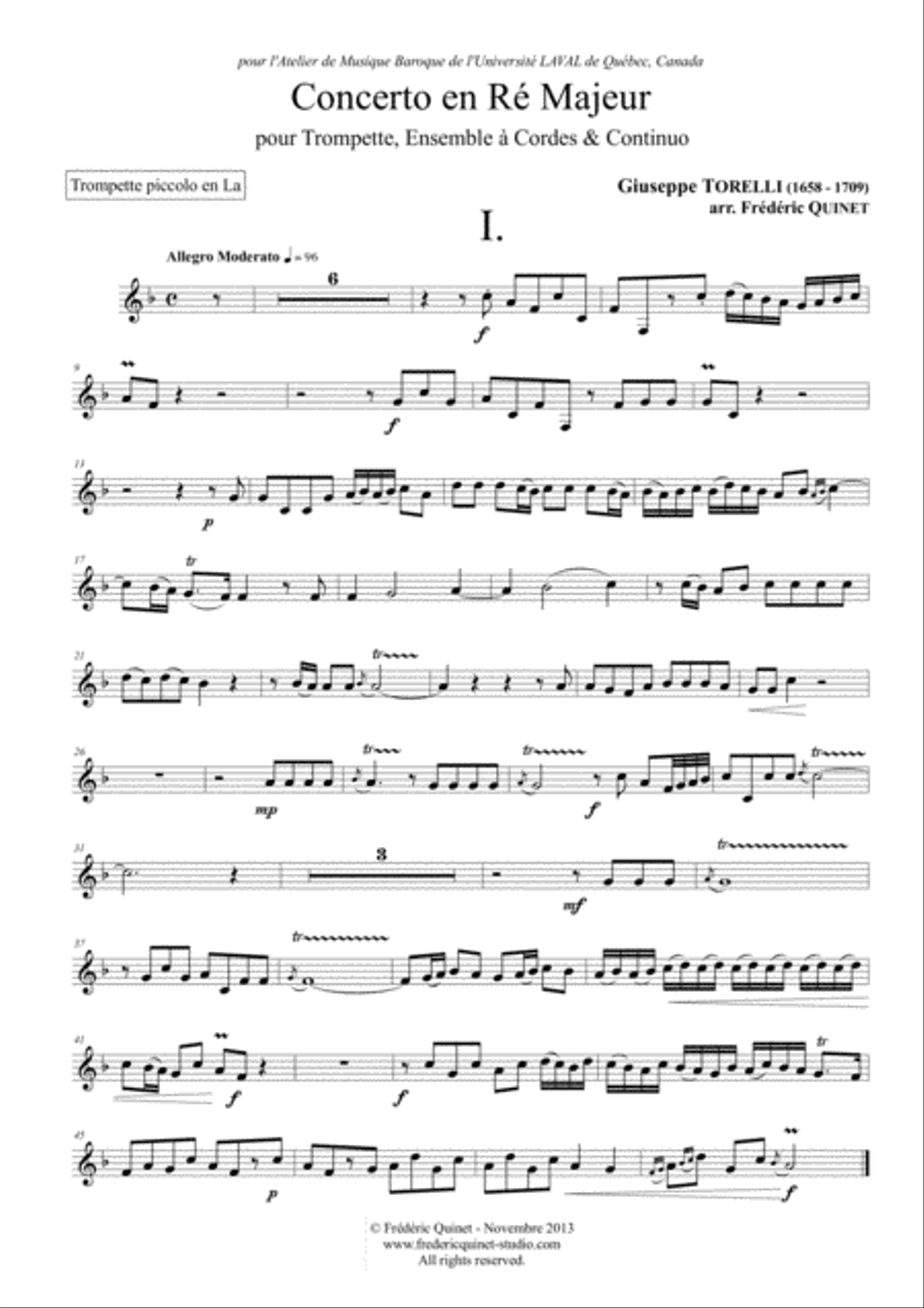 Concerto in D for trumpet, strings & continuo Chamber Orchestra scores gallery preview page 3
