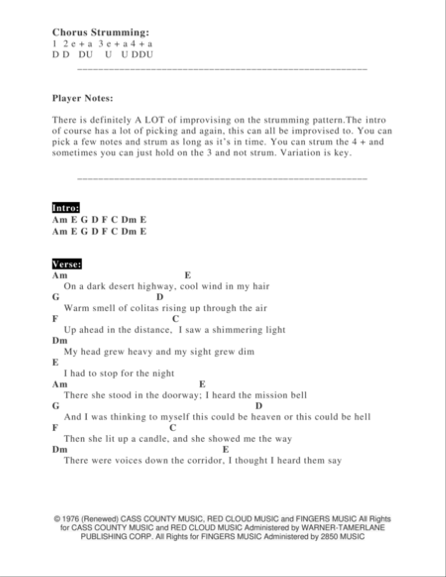 Hotel California Piano scores gallery preview page 2