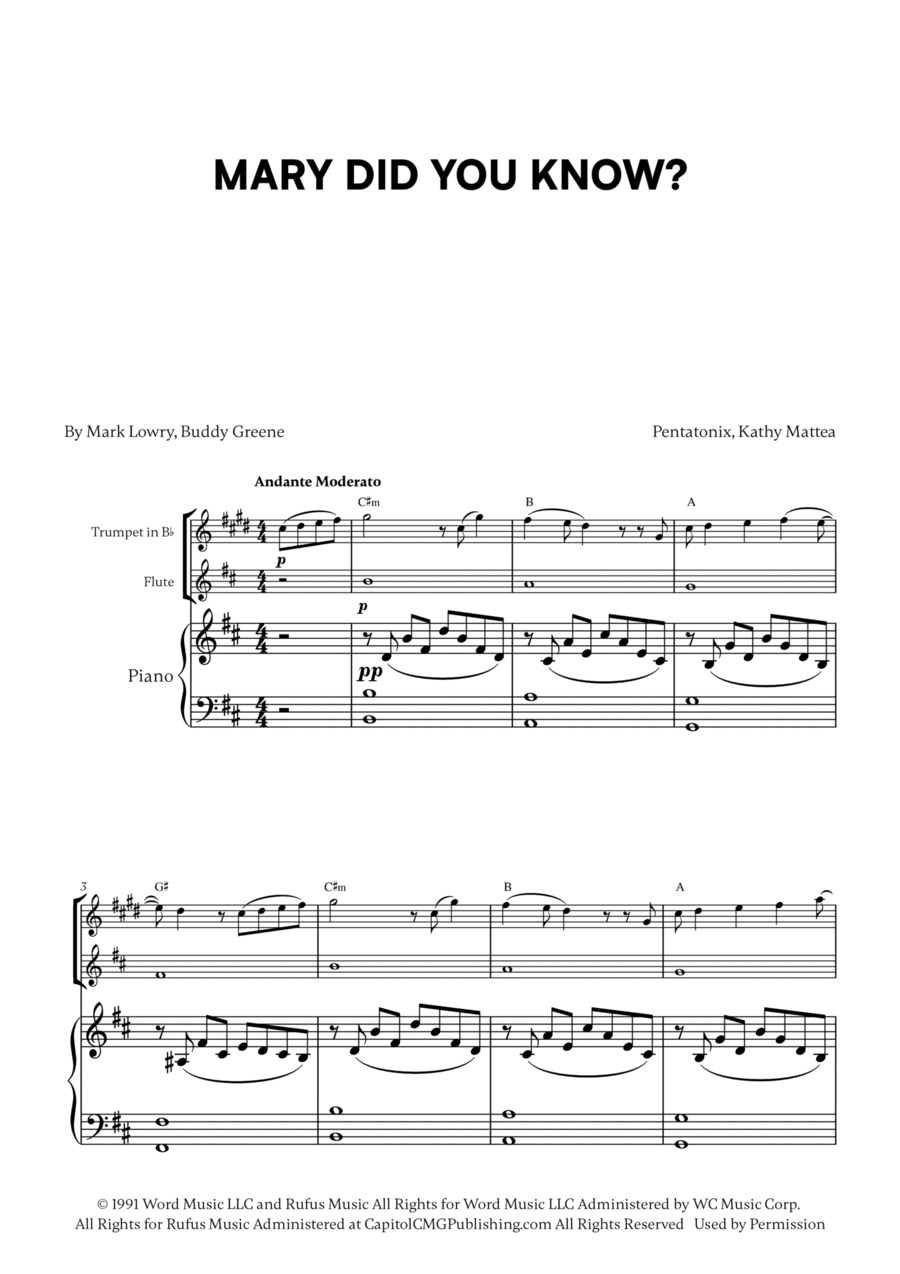Mary, Did You Know? Flute scores gallery preview page 1