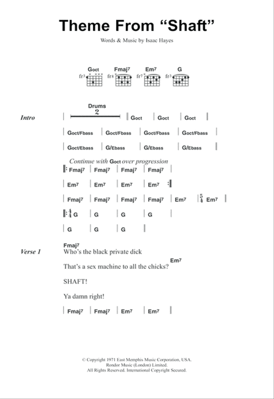 Theme From Shaft Acoustic Guitar scores gallery preview page 1