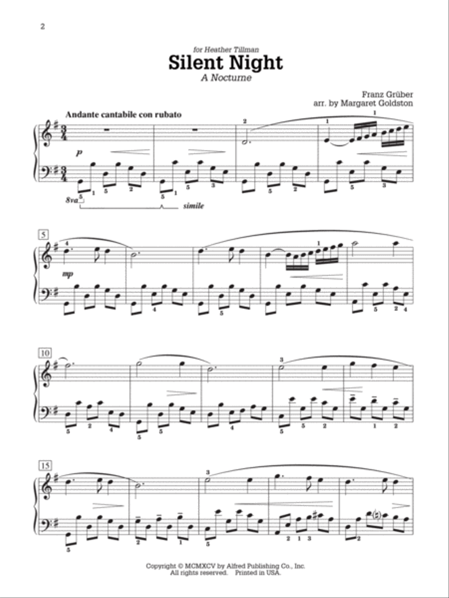 Silent Night Piano Solo scores gallery preview page 4