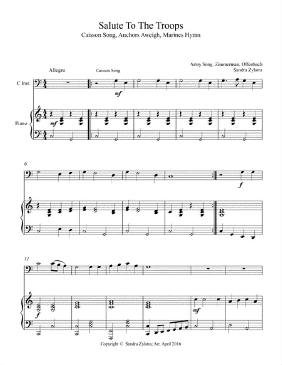 Salute To The Troops (bass C instrument solo) Small Ensemble scores gallery preview page 2