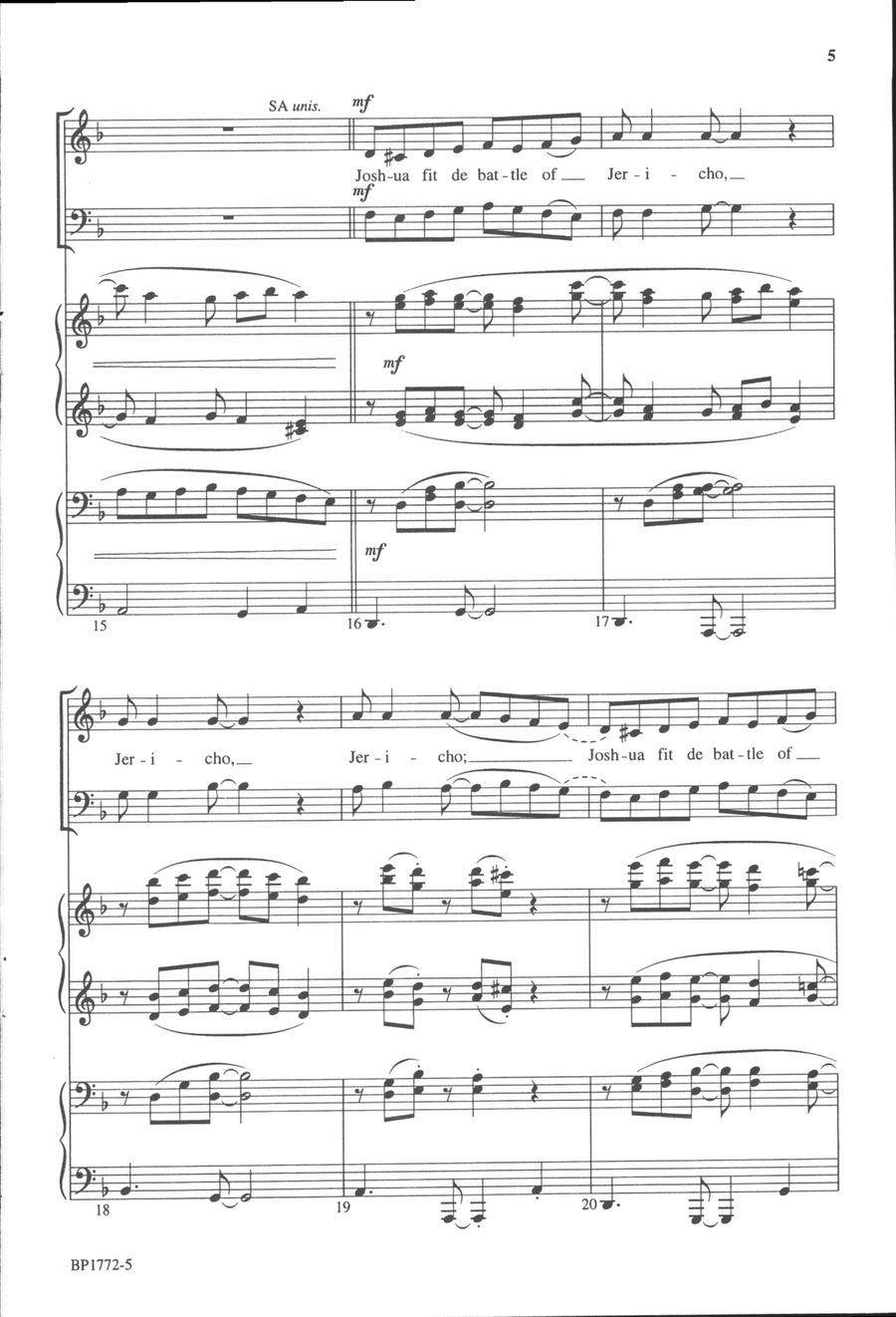 Joshua Fit de Battle of Jericho - SATB 4-Part scores gallery preview page 4