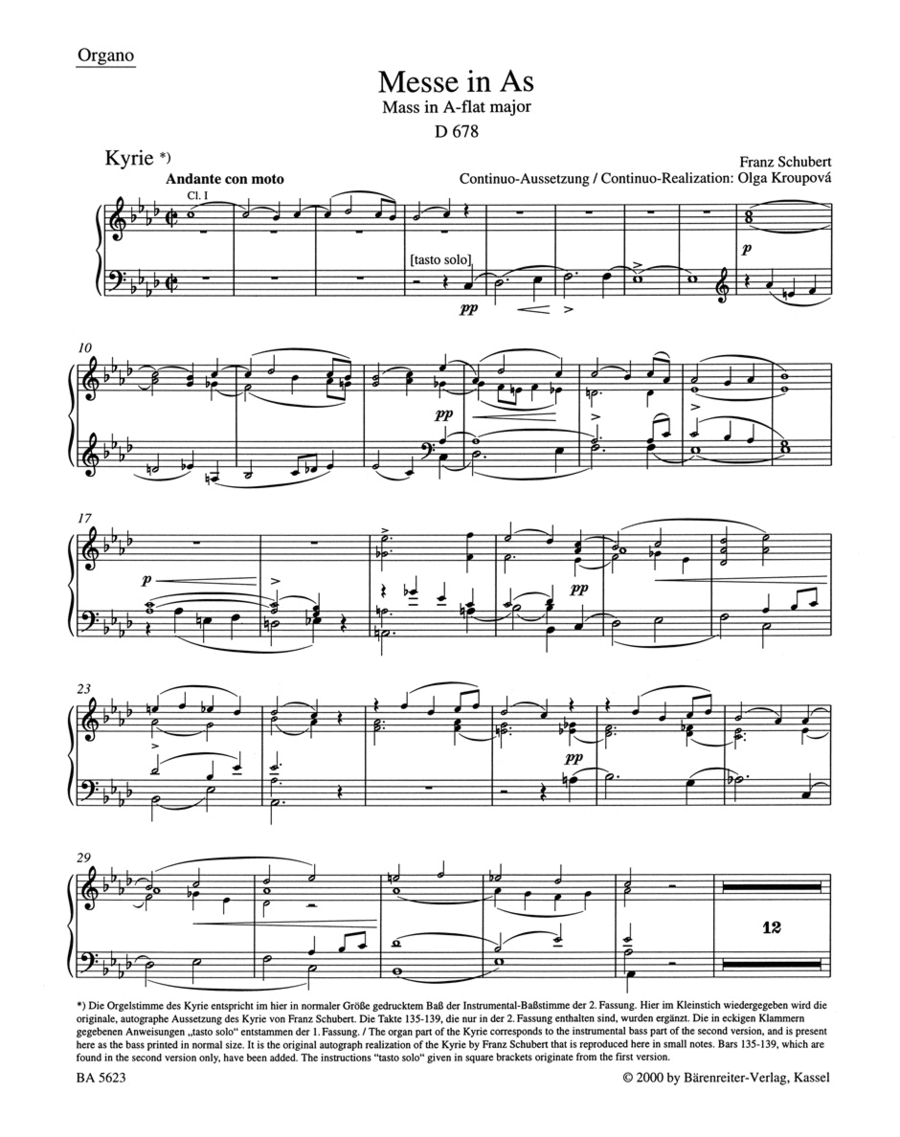 Missa A flat major D 678 Organ scores gallery preview page 1