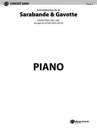 Book cover for Sarabande & Gavotte (from the Holberg Suite, Op. 40): Piano Accompaniment