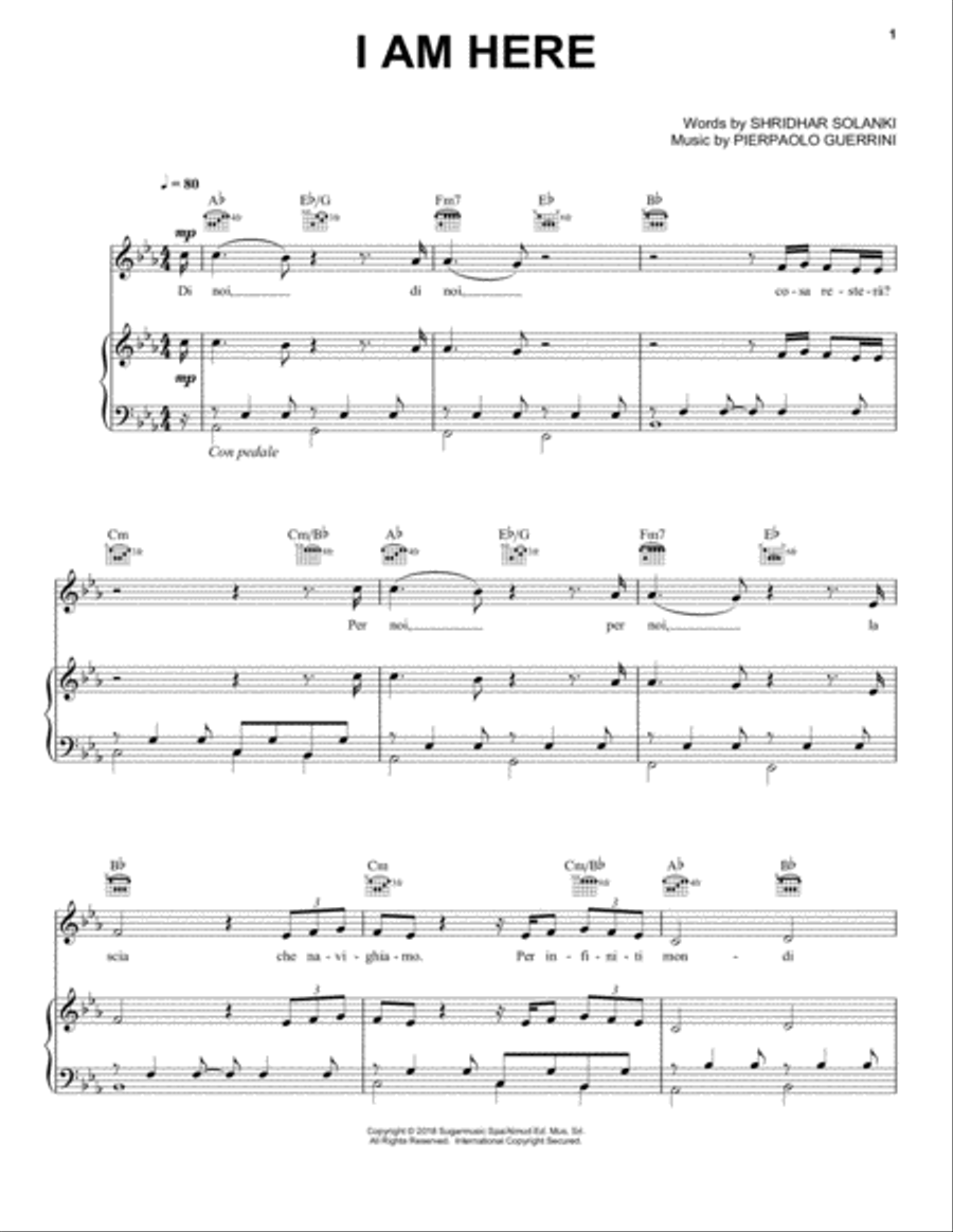 I Am Here Piano, Vocal, Guitar scores gallery preview page 1