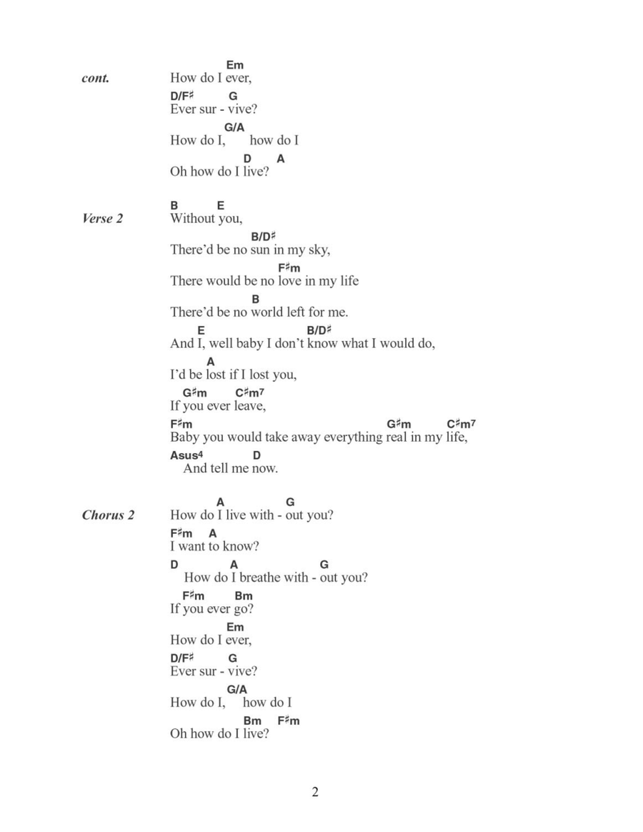 How Do I Live Acoustic Guitar scores gallery preview page 2