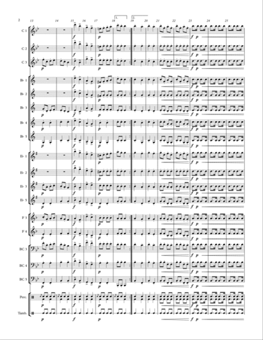 Can Can - for adaptable quintet Concert Band scores gallery preview page 2