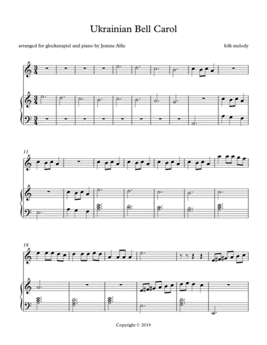Ukrainian Bell Carol for glockenspiel and piano image number null