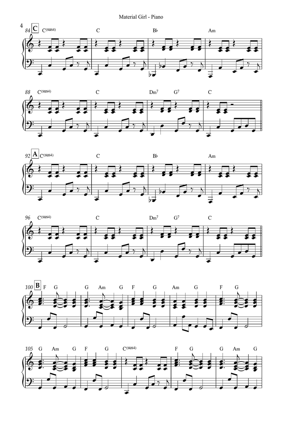 Material Girl Material Girl Easy Piano scores gallery preview page 4