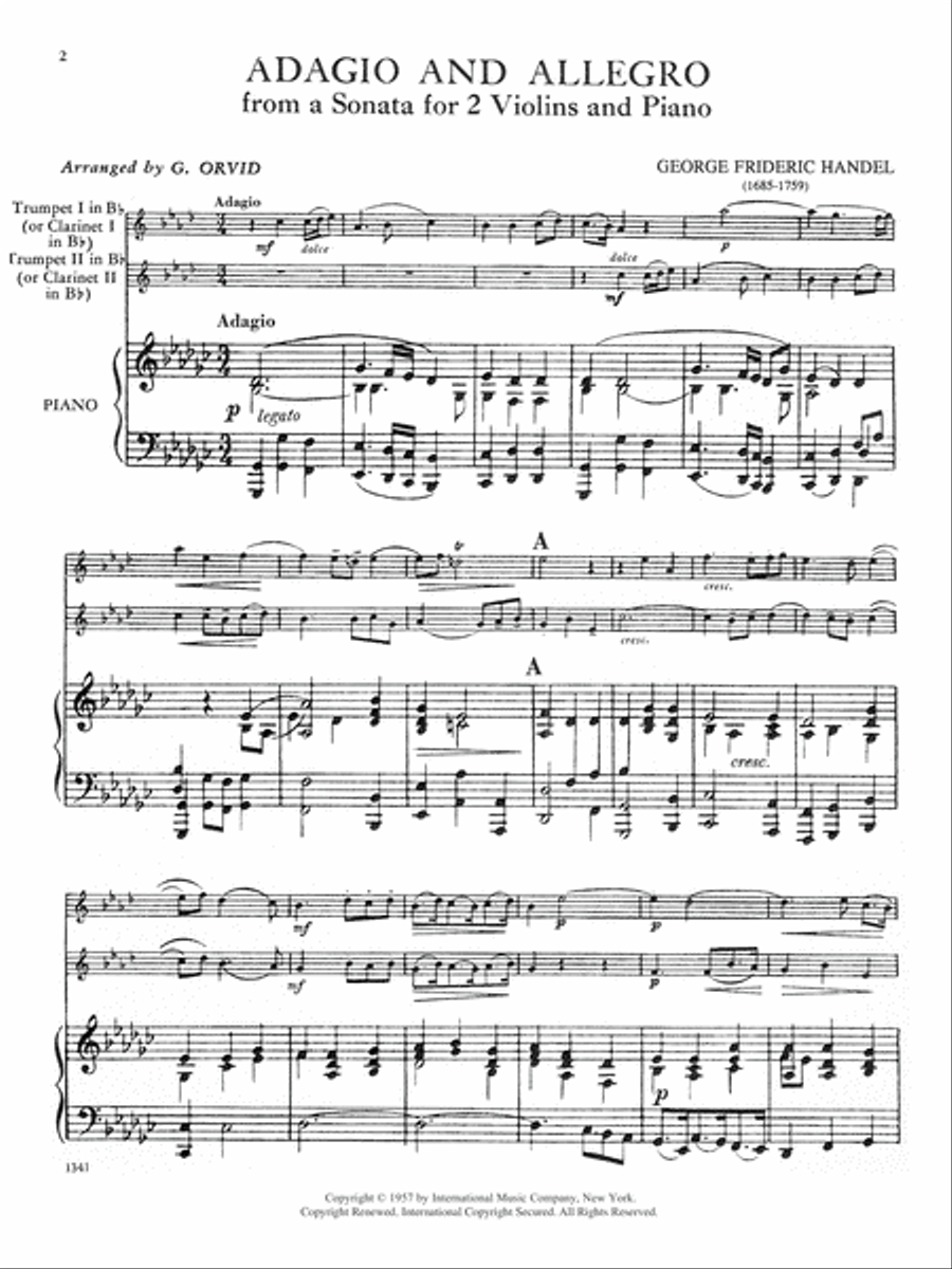 Adagio & Allegro (Opt. 2 Trumpets) Clarinet scores gallery preview page 2