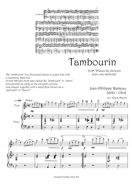 Jean-Philippe Rameau Tambourin Flute and Piano accompaniment image number null