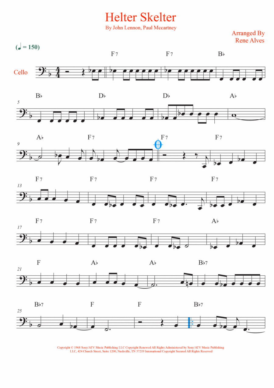 Helter Skelter Helter Skelter Cello Solo scores gallery preview page 1