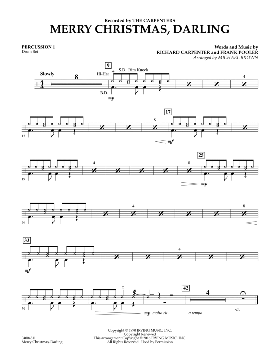 Merry Christmas, Darling - Percussion 1 Concert Band scores gallery preview page 1