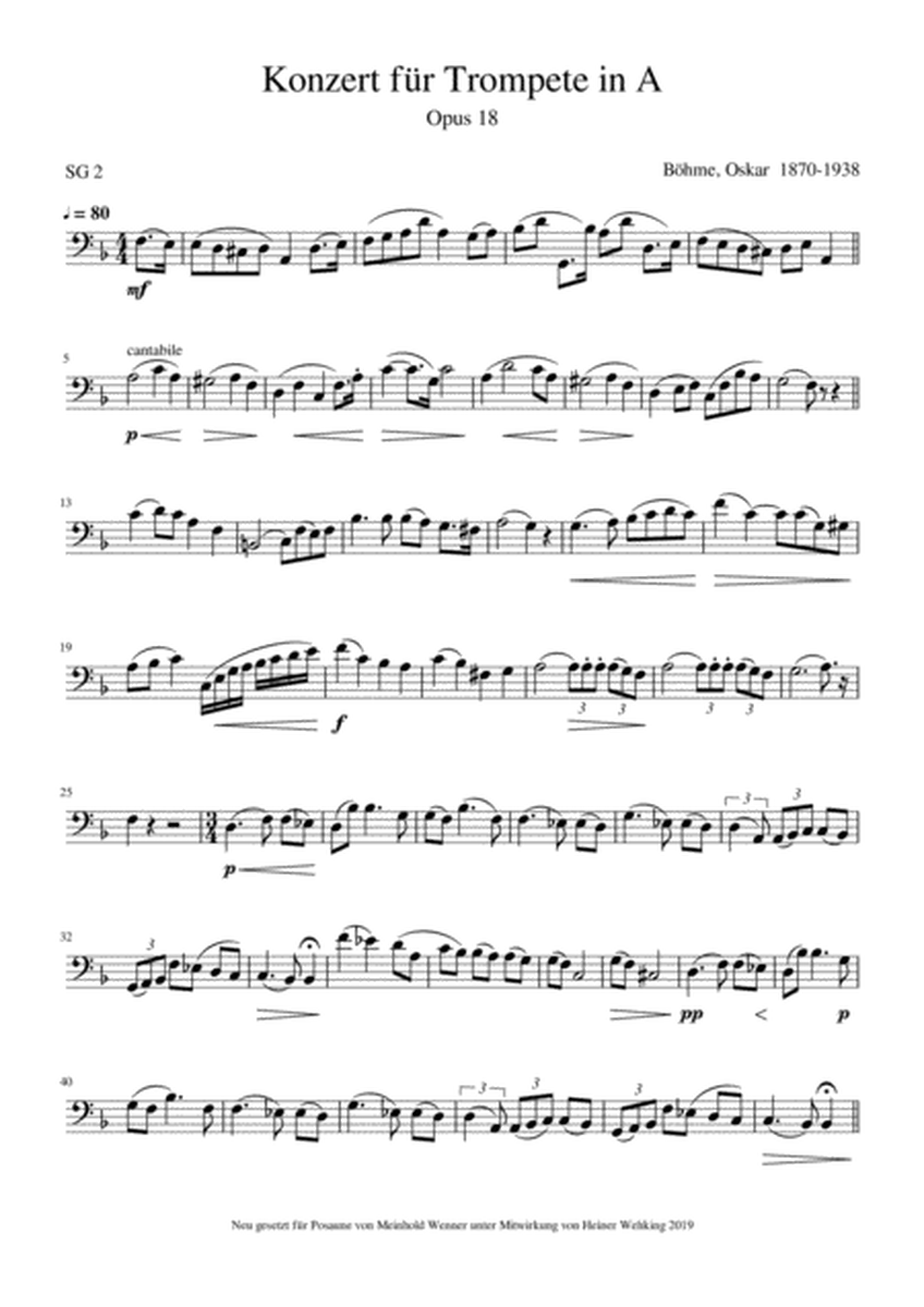 Boehme Oscar, Liebeslied Opus 22 No 2  Boehme Oscar, Konzert für Trompete in A Opus 18 for Trombone Posaune Solo 2 Pices for Trombone Posaune