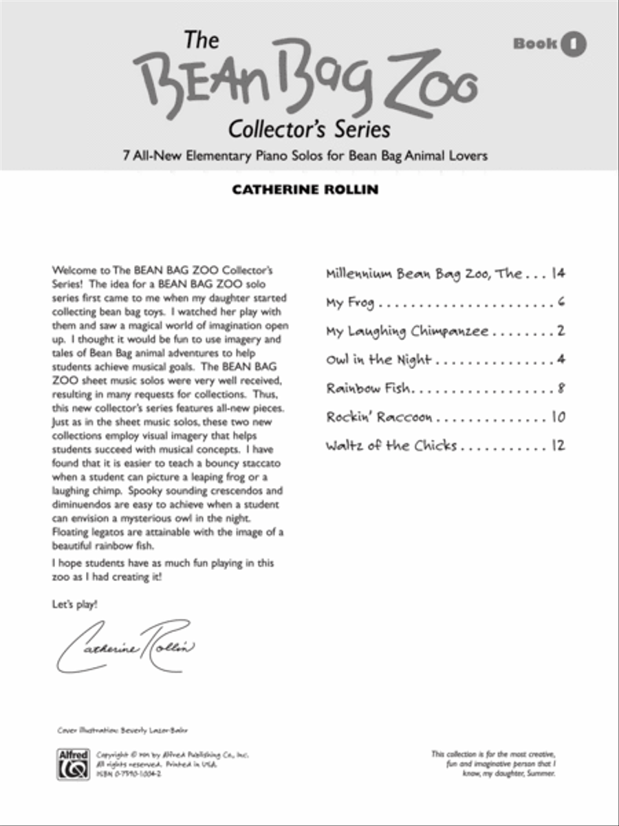 The Bean Bag Zoo Collector, Book 1 Easy Piano scores gallery preview page 2