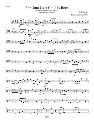For Unto Us a Child is Born, from The Messiah. Intermediate-level string orchestra. Score and parts