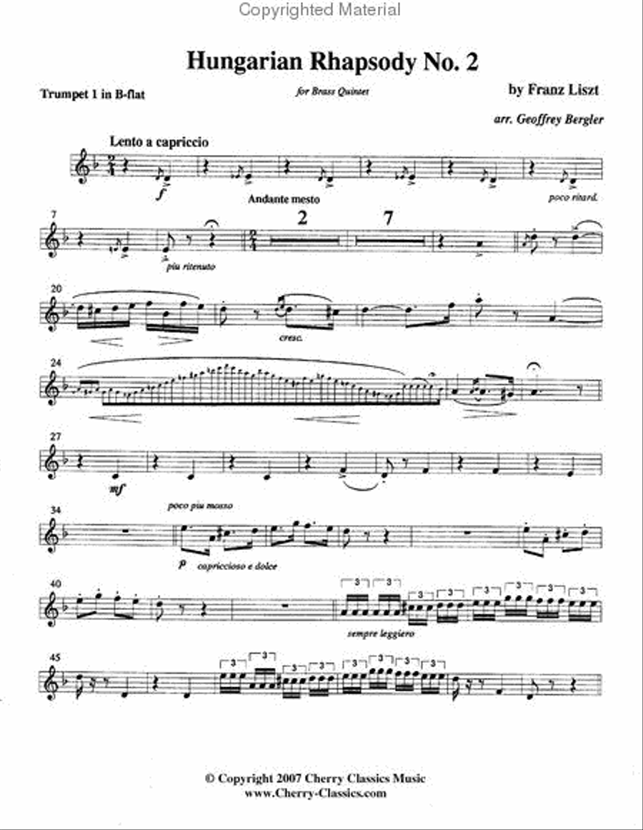 Hungarian Rhapsody No. 2 Brass Quintet scores gallery preview page 2