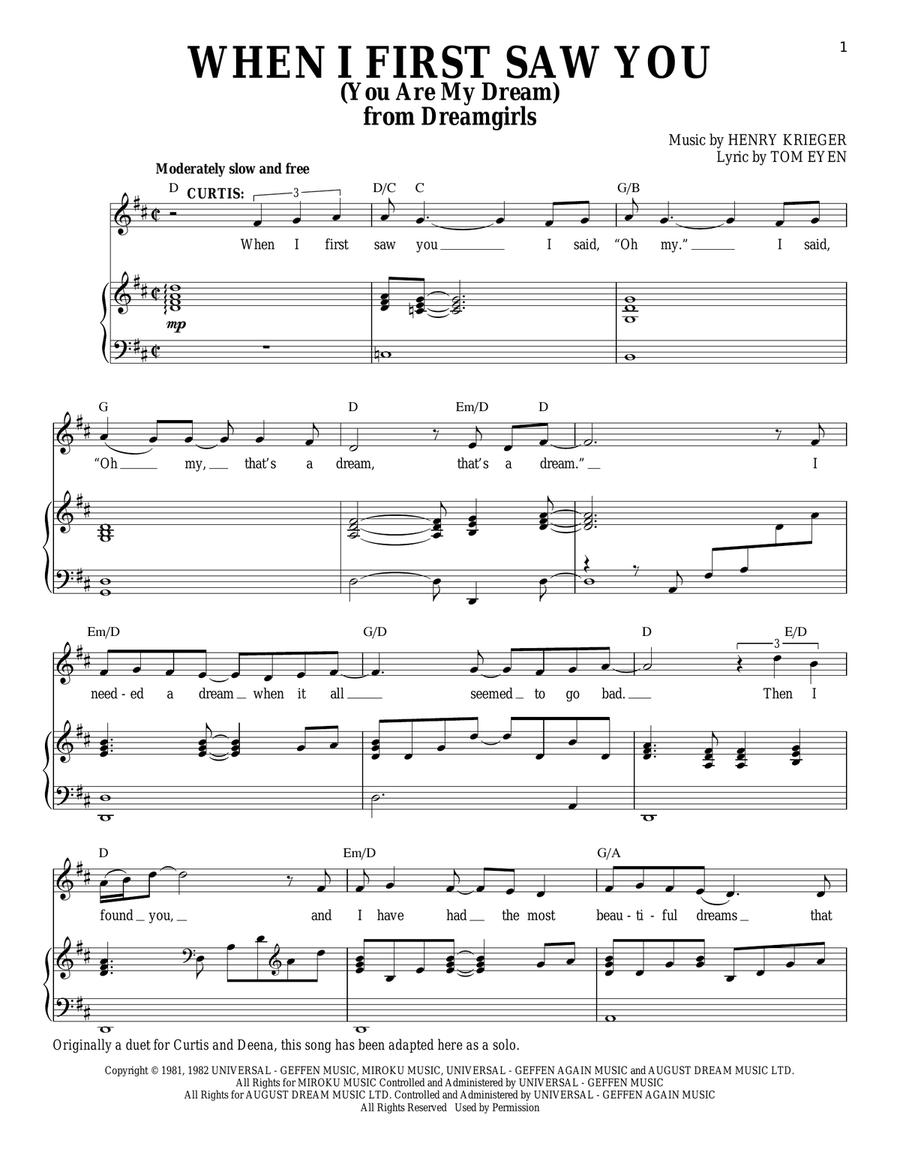 When I First Saw You Piano, Vocal scores gallery preview page 1
