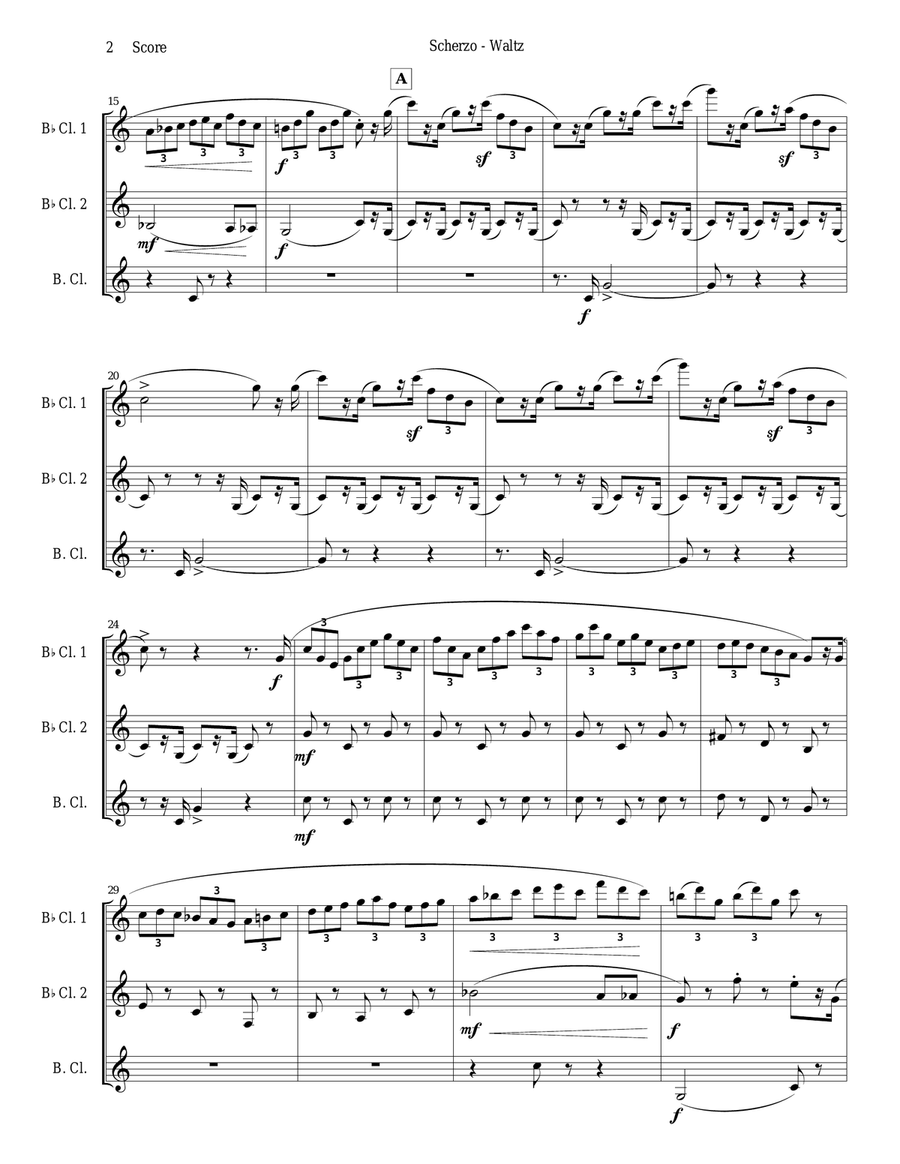 Chabrier - clarinet trio - Scherzo from Suite Pastorale Clarinet Trio scores gallery preview page 2