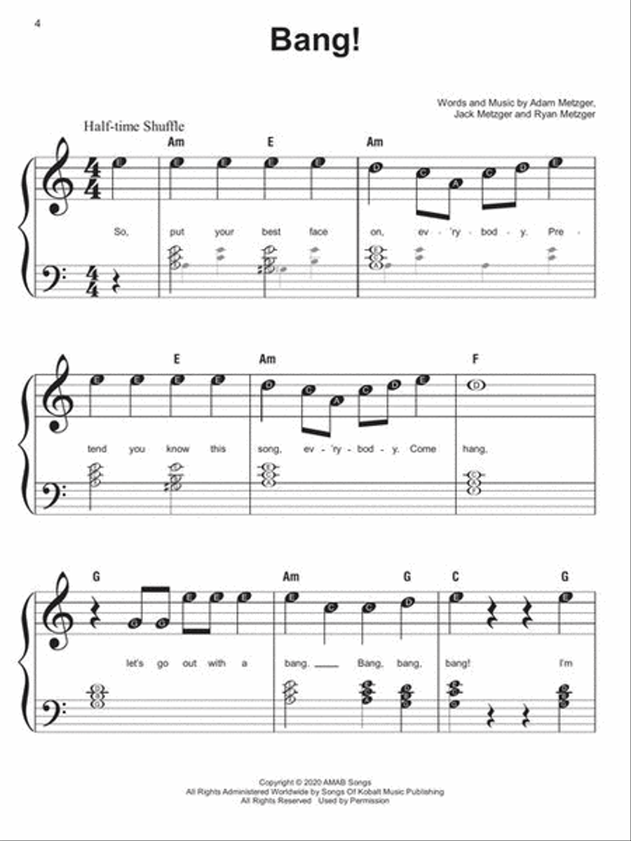 Kids' Pop Songs – Instant Piano Songs Easy Piano scores gallery preview page 4